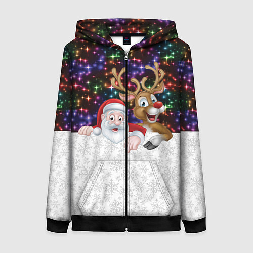 Женская толстовка на молнии Новый Год / 3D-Черный – фото 1