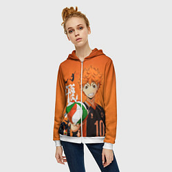 Толстовка на молнии женская ВОЛЕЙБОЛ!! HAIKYUU!!, цвет: 3D-белый — фото 2