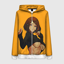 Толстовка на молнии женская Uraraka Ahegao Урарака, цвет: 3D-белый