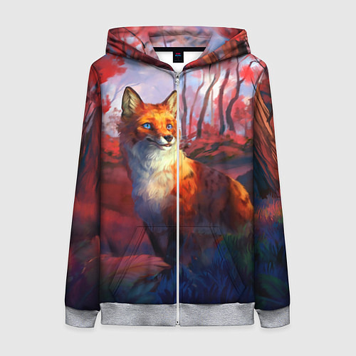 Женская толстовка на молнии Рыжая лиса / 3D-Меланж – фото 1