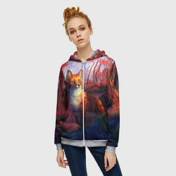 Толстовка на молнии женская Рыжая лиса, цвет: 3D-меланж — фото 2