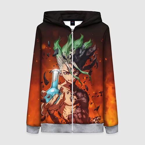 Женская толстовка на молнии Доктор Стоун / 3D-Меланж – фото 1