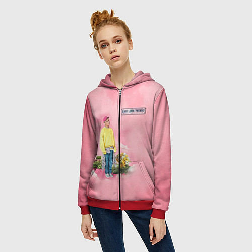 Женская толстовка на молнии Ваня Дмитриенко / 3D-Красный – фото 3