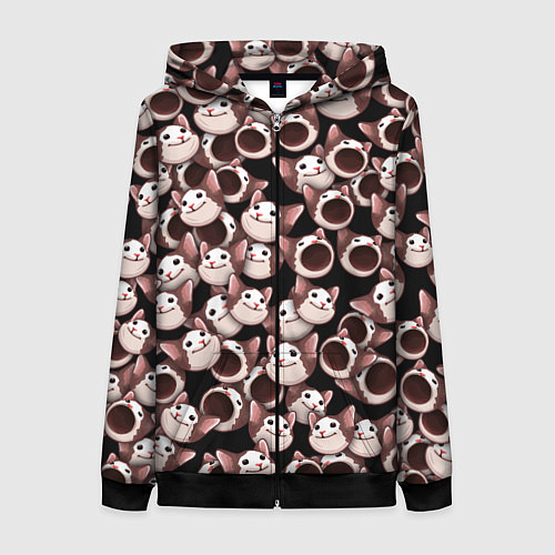 Женская толстовка на молнии Popping cats / 3D-Черный – фото 1