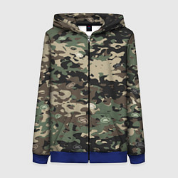 Толстовка на молнии женская Камуфляж Land Rover, цвет: 3D-синий