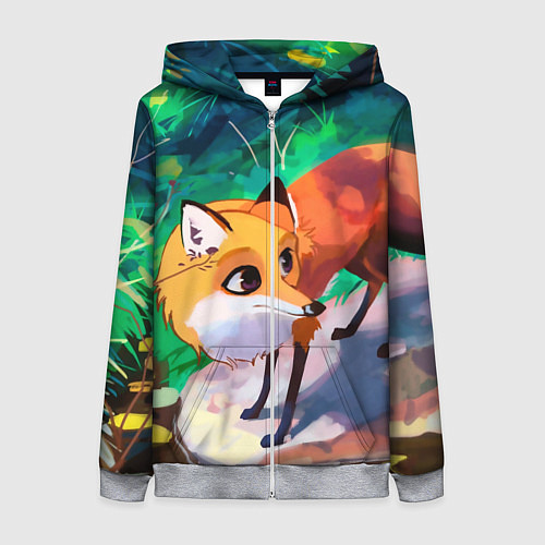Женская толстовка на молнии Лисичка / 3D-Меланж – фото 1