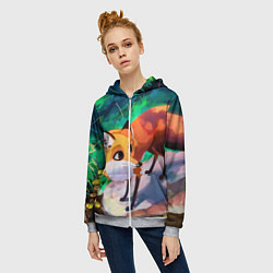 Толстовка на молнии женская Лисичка, цвет: 3D-меланж — фото 2