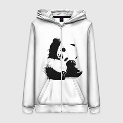 Толстовка на молнии женская Панда минимализм, цвет: 3D-белый