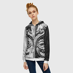 Толстовка на молнии женская ДРАКОНЫ DRAGONS, цвет: 3D-белый — фото 2