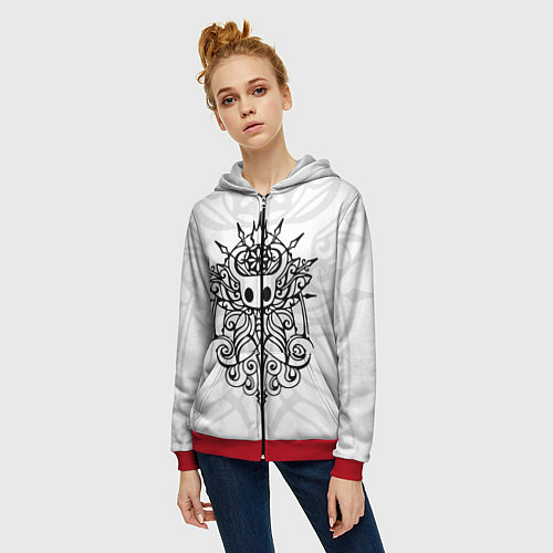 Женская толстовка на молнии HOLLOW KNIGHT ХОЛЛОУ НАЙТ / 3D-Красный – фото 3