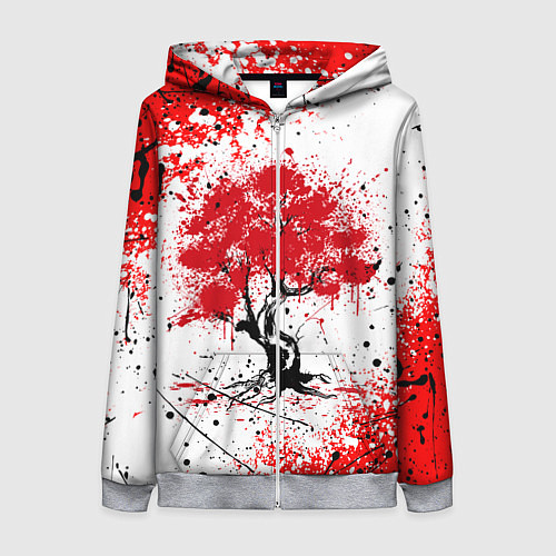 Женская толстовка на молнии САКУРА SAKURA ВИШНЯ / 3D-Меланж – фото 1