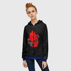 Толстовка на молнии женская CYBERPUNK 2077 КОТ КИАНУ РИВЗ, цвет: 3D-синий — фото 2