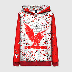 Толстовка на молнии женская Deftones, цвет: 3D-красный