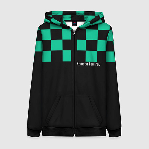 Женская толстовка на молнии Kamado Tanjirou Kimetsu no Yaiba / 3D-Черный – фото 1