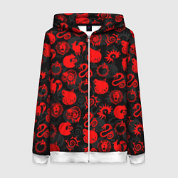 Толстовка на молнии женская СИМВОЛЫ ГРЕХОВ 7 DEADLY SINS, цвет: 3D-белый