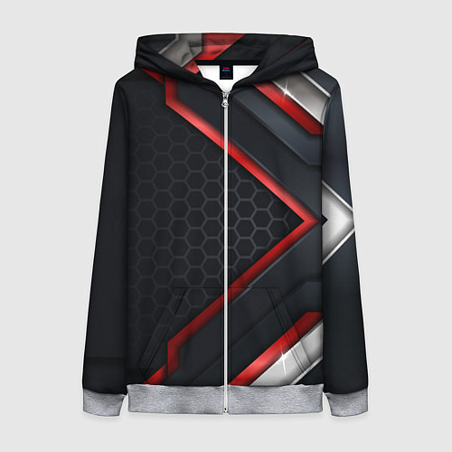 Женская толстовка на молнии Luxury Black 3D СОТЫ / 3D-Меланж – фото 1