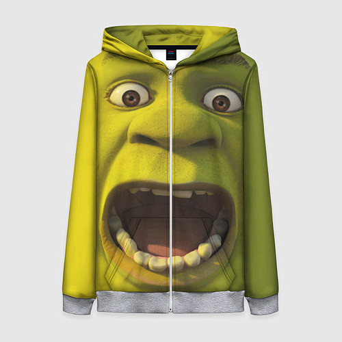 Женская толстовка на молнии Shrek is Yelling / 3D-Меланж – фото 1