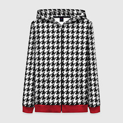 Толстовка на молнии женская Гусиная лапка, цвет: 3D-красный