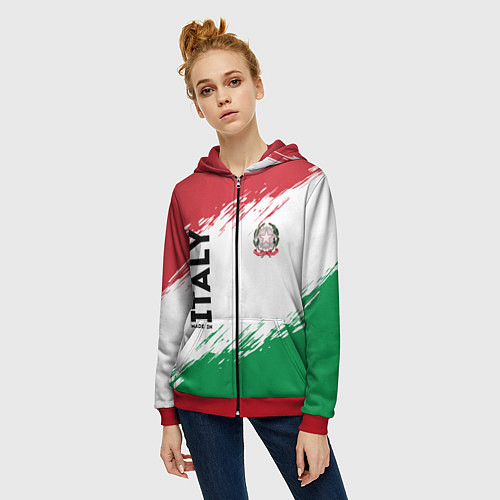 Женская толстовка на молнии MADE IN ITALY / 3D-Красный – фото 3