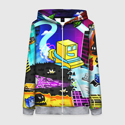 Толстовка на молнии женская Geometry Dash: Art, цвет: 3D-меланж