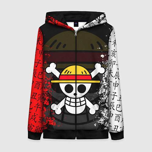 Женская толстовка на молнии ONE PIECE ВАН ПИС ЧЕРЕП / 3D-Черный – фото 1