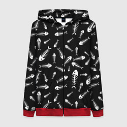 Женская толстовка на молнии Скелеты рыб