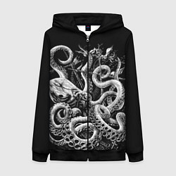 Толстовка на молнии женская Кракен Монстр, цвет: 3D-черный