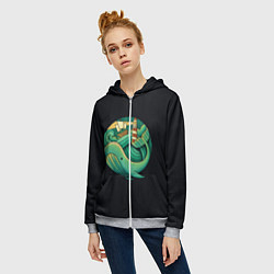 Толстовка на молнии женская Sea life, цвет: 3D-меланж — фото 2