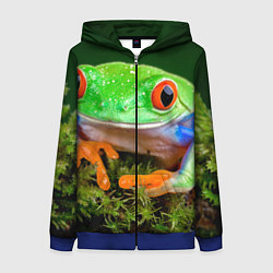 Толстовка на молнии женская Тропическая лягушка, цвет: 3D-синий