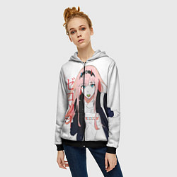 Толстовка на молнии женская Zero Two, Darling in the Franx, цвет: 3D-черный — фото 2