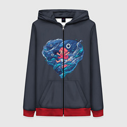 Женская толстовка на молнии Ocean heart Totoro