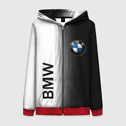 Толстовка на молнии женская Black and White BMW, цвет: 3D-красный