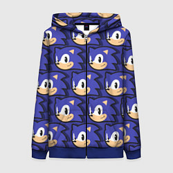 Толстовка на молнии женская Sonic pattern, цвет: 3D-синий