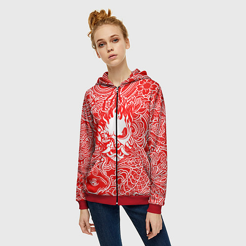 Женская толстовка на молнии Samurai / 3D-Красный – фото 3