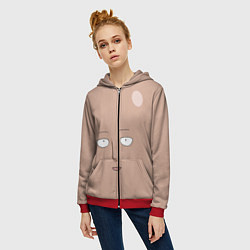 Толстовка на молнии женская Сайтама One-Punch Man, цвет: 3D-красный — фото 2
