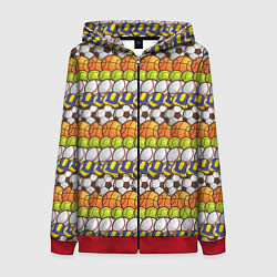 Толстовка на молнии женская Спорт с мячом, цвет: 3D-красный