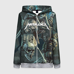 Толстовка на молнии женская Metallica Metal Skull, цвет: 3D-меланж