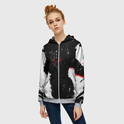 Толстовка на молнии женская БЕРСЕРК чб, цвет: 3D-меланж — фото 2