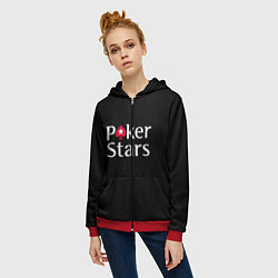 Толстовка на молнии женская Poker Stars, цвет: 3D-красный — фото 2