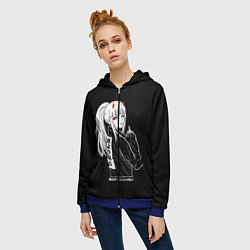 Толстовка на молнии женская Зеро Ту показывает палец, цвет: 3D-синий — фото 2