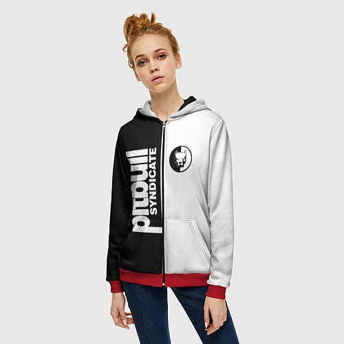 Женская толстовка на молнии PITBULL SYNDICATE ПИТБУЛЬ / 3D-Красный – фото 3