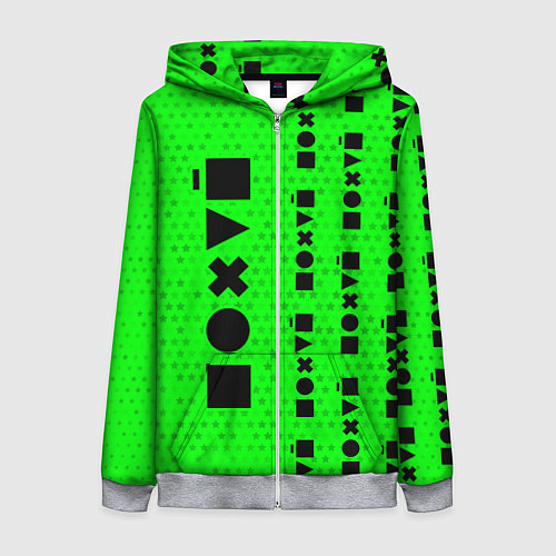 Женская толстовка на молнии Безразличие - Космос Паттерн справа / 3D-Меланж – фото 1