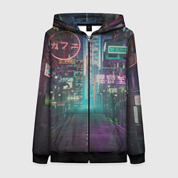 Толстовка на молнии женская Neon Tokyo, цвет: 3D-черный