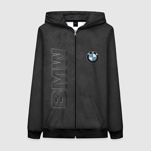 Женская толстовка на молнии BMW LOGO AND INSCRIPTION / 3D-Черный – фото 1