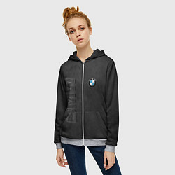 Толстовка на молнии женская BMW LOGO AND INSCRIPTION, цвет: 3D-меланж — фото 2