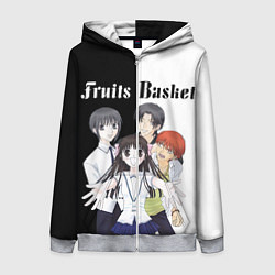 Толстовка на молнии женская Корзинка фруктов персонажи, цвет: 3D-меланж
