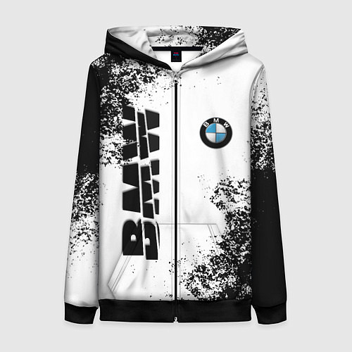 Женская толстовка на молнии BMW БМВ РАЗРЕЗАННОЕ ЛОГО / 3D-Черный – фото 1