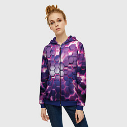Толстовка на молнии женская АБСТРАКЦИЯ СОТЫ, цвет: 3D-синий — фото 2