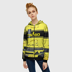 Толстовка на молнии женская CS GO YELLOW SKIN, цвет: 3D-черный — фото 2