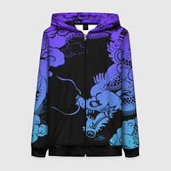 Толстовка на молнии женская Дракон Dragon, цвет: 3D-черный